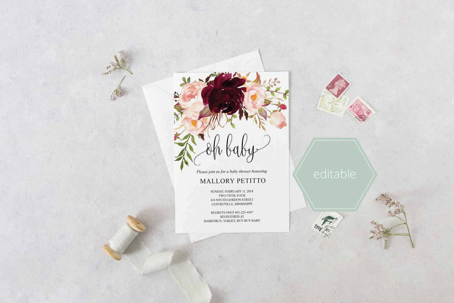 Baby Shower Invitation Template, Oh Baby, Baby Shower invite, Baby Shower Invites - MPU78 - SAVVY PAPER CO