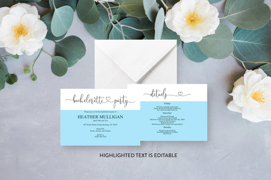 Bachelorette Party Invite DIY Editable Instant Download Bachelorette Invites Rustic Invitation Template - Heather - SAVVY PAPER CO