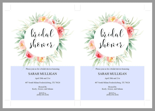 Blush Floral Bridal Shower Invitation Instant Download Printable Editable Template DIY Bridal Shower Invite - Sarah - SAVVY PAPER CO
