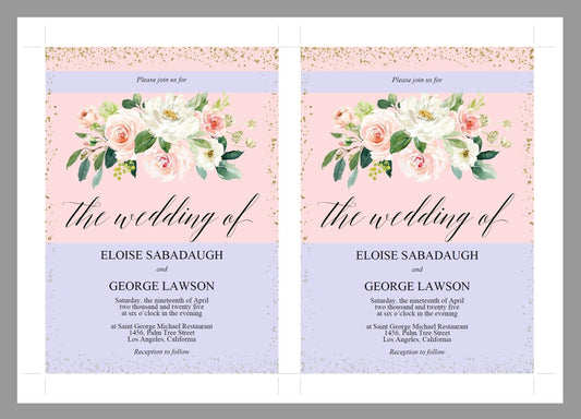Blush Floral Wedding Invitation Editable Template, Printable DIY Instant Download Invites, Digital Download Invitations-Eloise - SAVVY PAPER CO