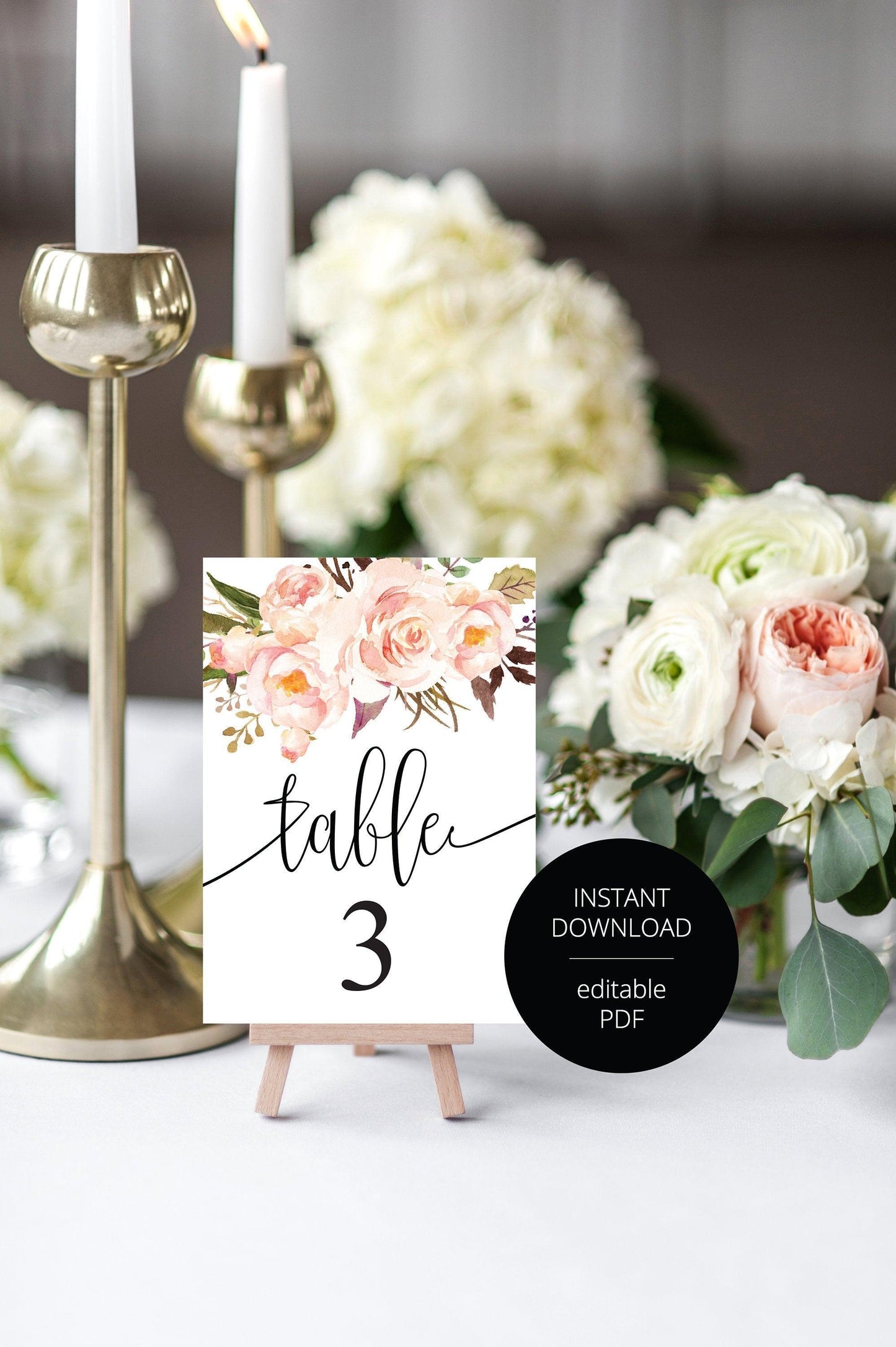 FREEBIE Floral Wedding Table Number, Wedding Table Printable, Numbers Printable, Instant Download, DIY Table Numbers, Table Number Cards -KATHERINE - SAVVY PAPER CO