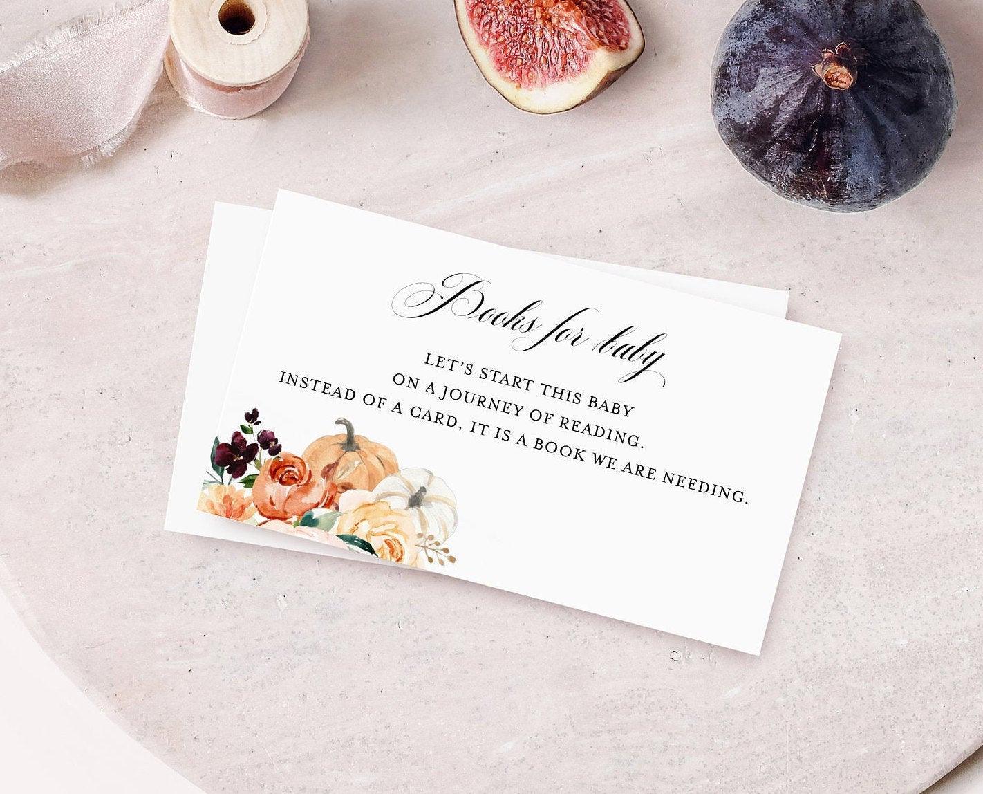 Fall Books for baby INSTANT DOWNLOAD Editable Printable Template Pumpkin Floral Watercolor Instead of a card #KR1 - SAVVY PAPER CO