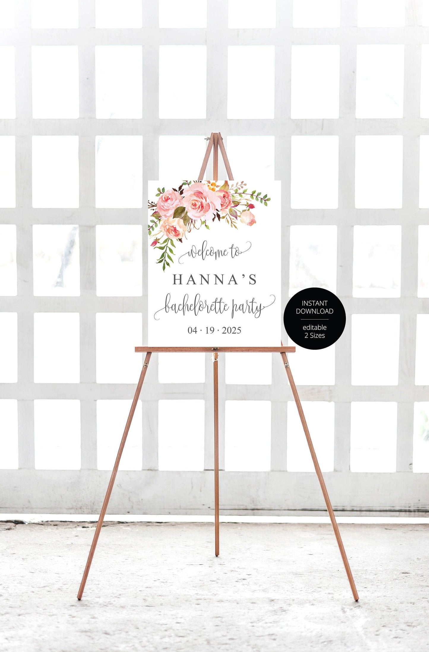 Floral Bachelorette Party Welcome Sign Printable Template Editable Instant Download Wedding Décor -HANNA - SAVVY PAPER CO