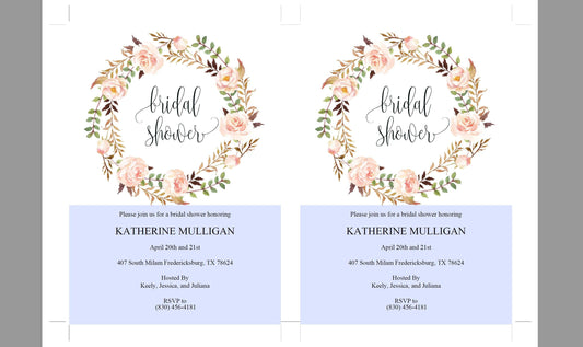 Floral Bridal Shower Invitation Instant Download Printable Editable Template DIY Bridal Shower Invite - Katherine - SAVVY PAPER CO