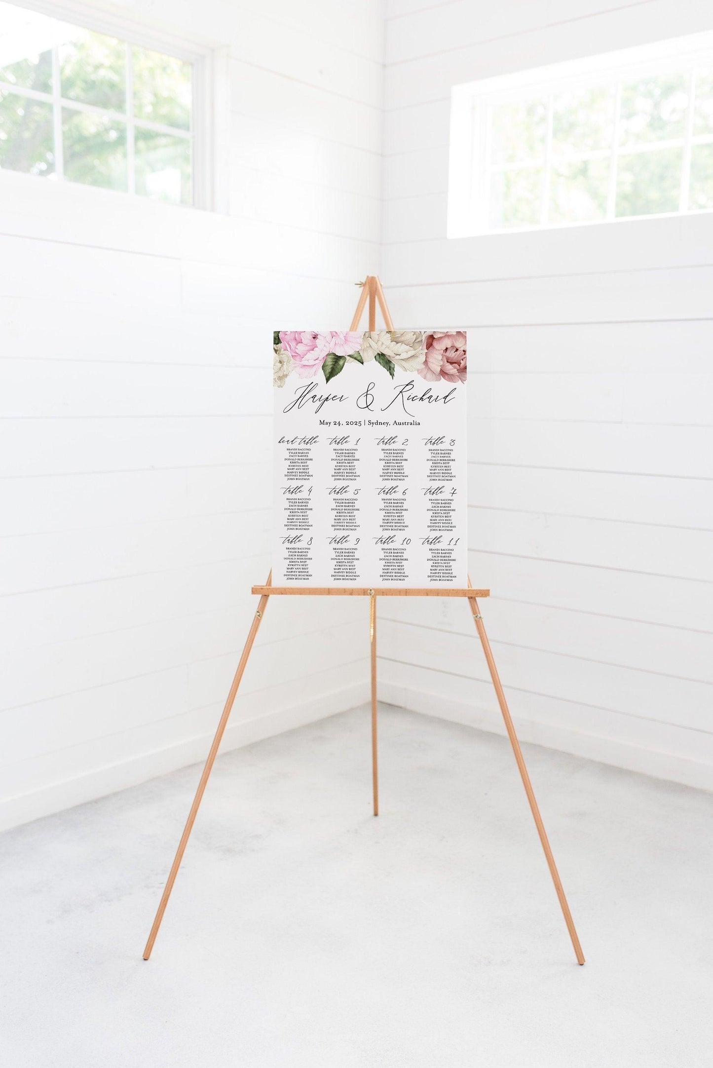 Floral Wedding Seating Chart Template Printable Seating Sign Editable Text INSTANT DOWNLOAD - Harper - SAVVY PAPER CO