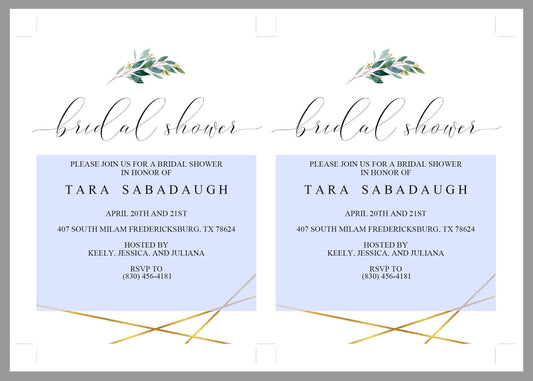 Gold Greenery Bridal Shower Invitation Instant Download Printable Editable Template DIY Bridal Shower Invite - TARA - SAVVY PAPER CO