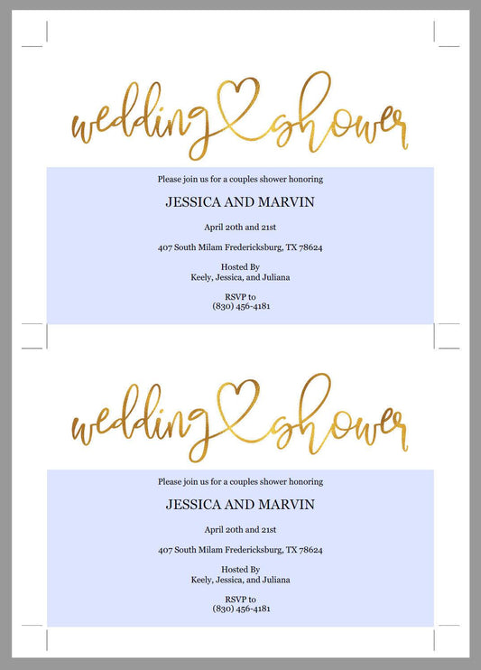 Gold Wedding Shower Invitation Instant Download Printable Editable Template DIY Bridal Shower Invite -JESSICA - SAVVY PAPER CO