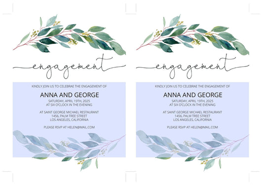 Greenery Engagement Party Invite, Printable Invitation, Engagement Invites,Invitation Template,Instant Download - Anna - SAVVY PAPER CO