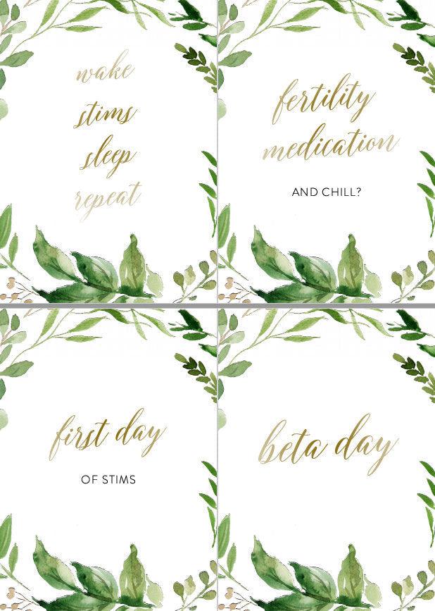 IVF Milestone Cards | Pregnancy Journey | Floral | Infertility | Photo Prop | Memories | 36 Card Set - Elisa - SAVVY PAPER CO