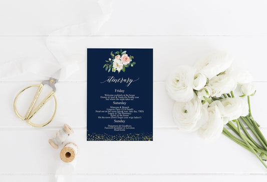 Navy Gold Bachelorette Party Invite, DIY Editable Instant Download Bachelorette Invites, Invitation Template - Eloise - SAVVY PAPER CO