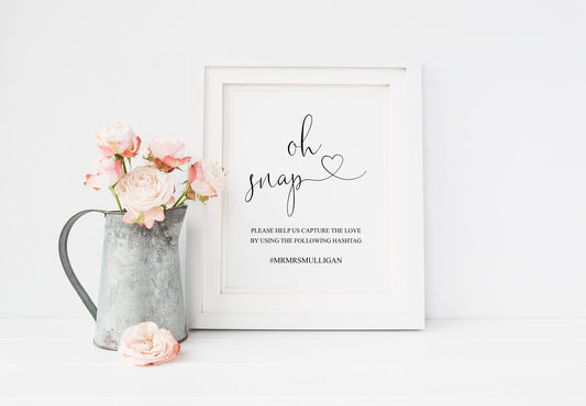 Oh Snap Sign, Rustic Hashtag Sign,Instant Download,Wedding, Instagram Sign, Printable Wedding, Wedding Signage, Wedding Decor -Heather - SAVVY PAPER CO