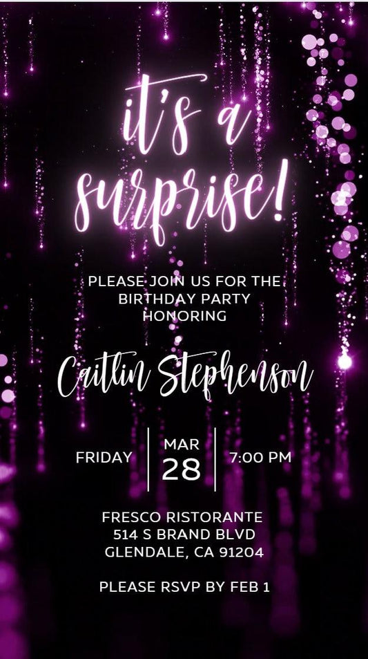 Pink Digital Birthday Party Invitation template for women electronic invitations any age edit in Canva evite send online instant download - SAVVY PAPER CO