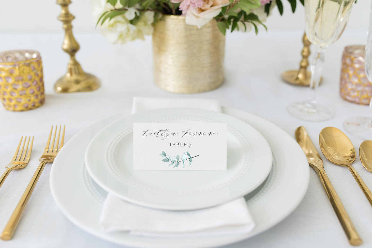 Place Card Template Templett Wedding Escort Cards Printable Place Card, Place Cards Greenery Editable Wedding - Abi - SAVVY PAPER CO