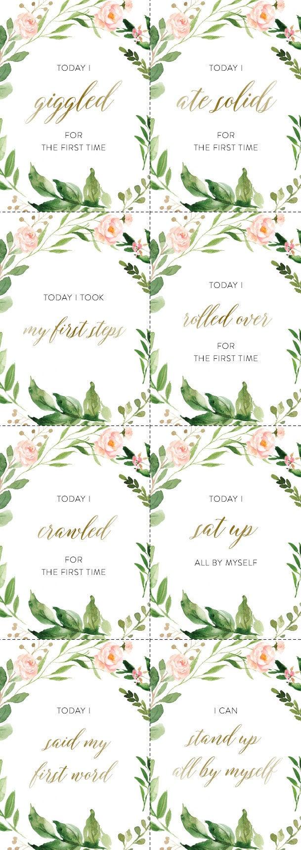 Printable Baby Milestone Cards, Baby Shower Gift, Baby, New Baby Gift, Baby Photo Props, Greenery , Baby Shower - Elisa - SAVVY PAPER CO