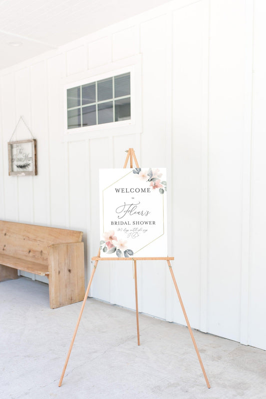 Printable Bridal Shower Welcome Sign Template Editable Instant Download Wedding Décor - Fleur - SAVVY PAPER CO
