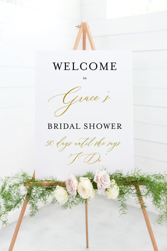 Printable Bridal Shower Welcome Sign Template Editable Instant Download Wedding Décor - Grace - SAVVY PAPER CO