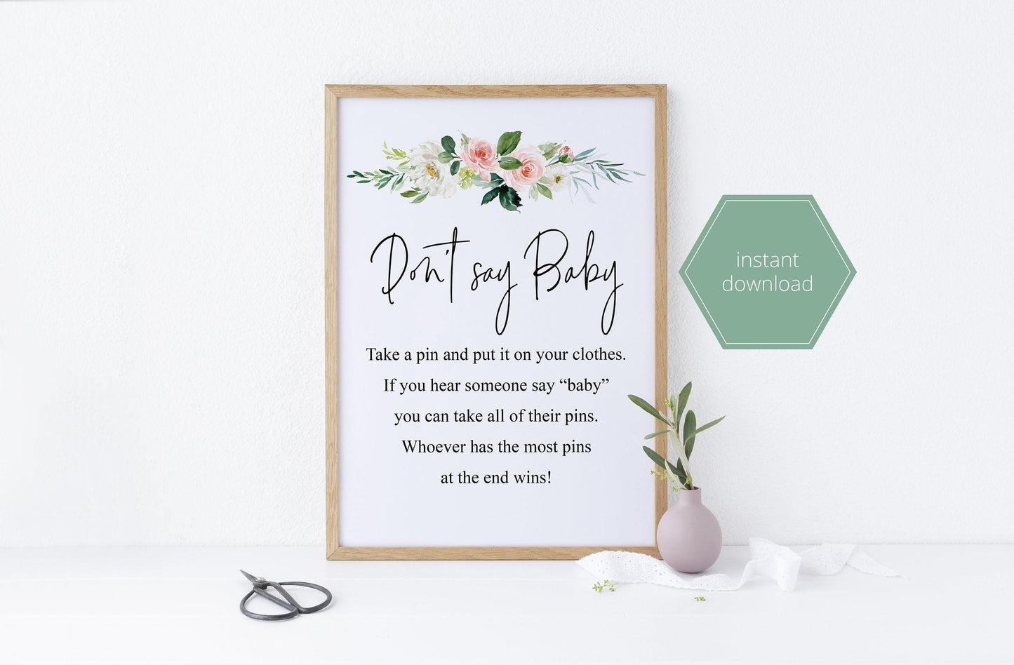 Printable Don't Say Baby Game, Baby Shower Game, Instant Download, Clothespin Game, Diaper Pin Game, Clothes Pin Game, Games,Activity - EV23 - SAVVY PAPER CO