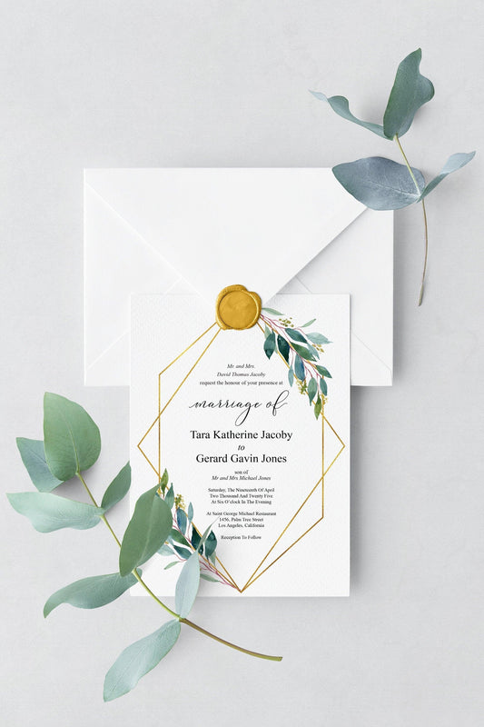 Printable Greenery Rustic Wedding Invitation Set Editable Template, DIY Instant Download Invites, Invitation Suite- TARA - SAVVY PAPER CO