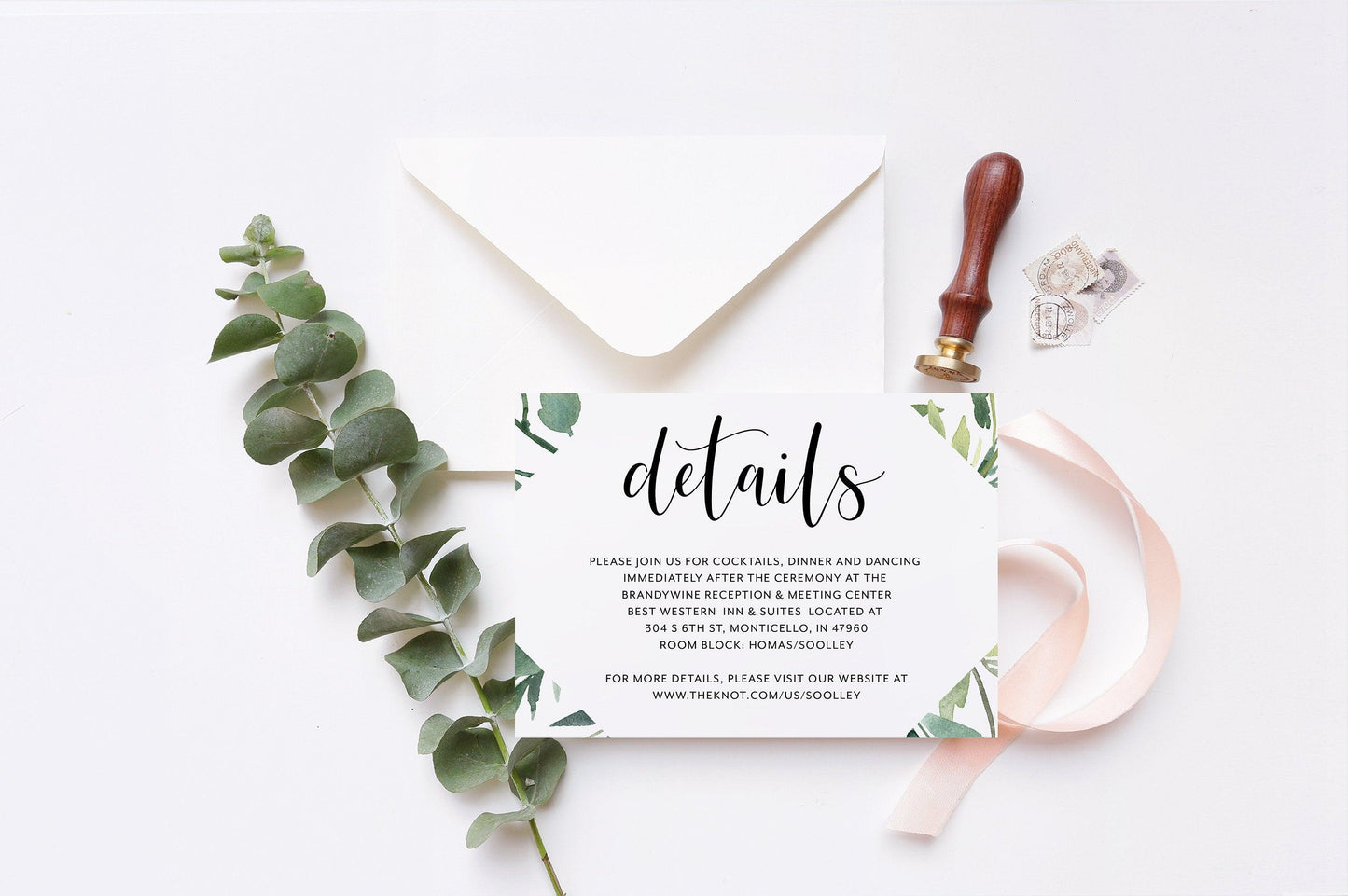 Printable Greenery Wedding Invitation Set Editable Template, DIY Instant Download Invites, Invitation Suite, 100% Editable- Jasmine - SAVVY PAPER CO