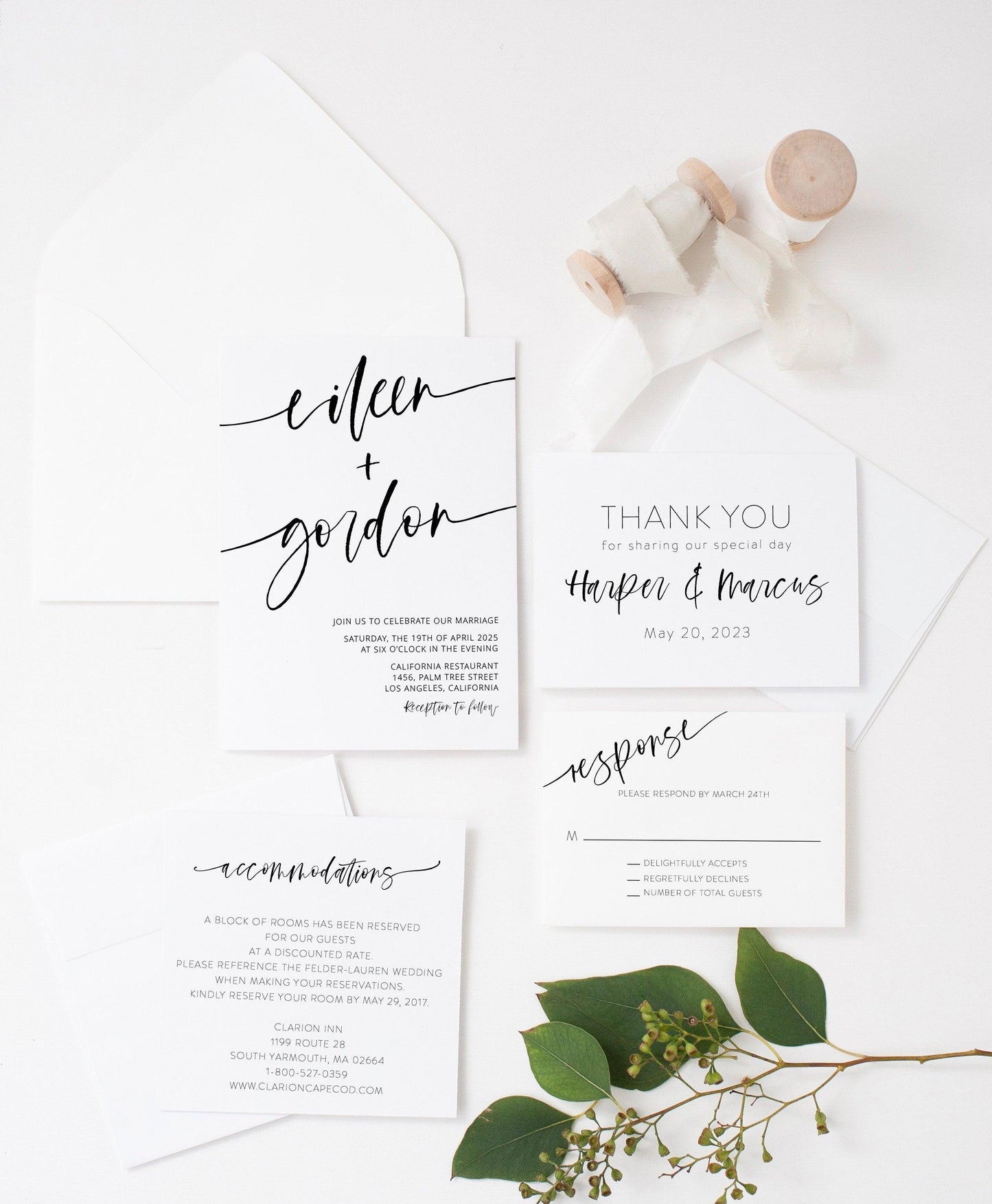 Printable Minimalist Wedding Invitation Set Editable Template, DIY Instant Download Invites, Invitation Suite, 100 % editable - Eileen - SAVVY PAPER CO