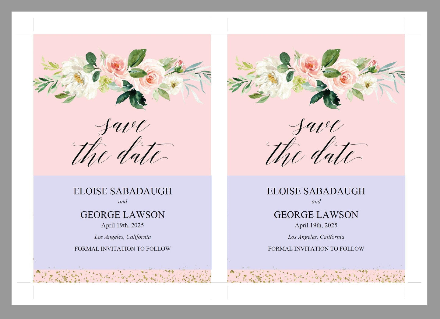 Printable Save-the-Date Template, Engagement Invite, PDF Instant Download, Greenery, Wedding Announcement, Blush, Gold - Eloise - SAVVY PAPER CO