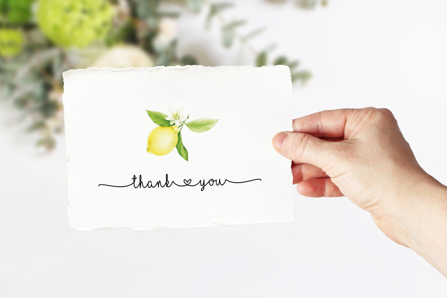 Printable Thank You Card Template, Lemon Thank You Note, Instant Download, Mediterranean Thank You Cards - Ariel - SAVVY PAPER CO