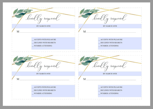 RSVP Card Template, Wedding RSVP, Response Card, RSVP cards, Geometric Wedding, Printable rsvp, Wedding Response, Greenery Wedding - Tara - SAVVY PAPER CO