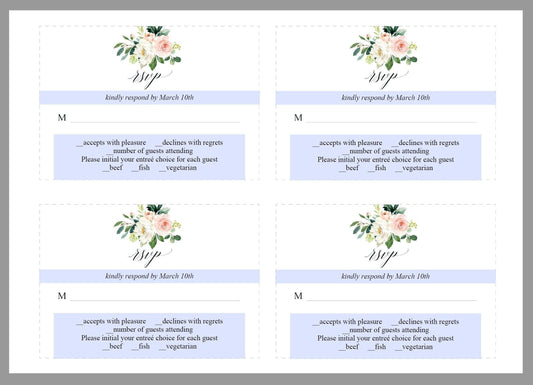 RSVP Card Template, Wedding RSVP, Response Card, RSVP cards, Rustic Wedding, Printable rsvp, Wedding Response, Greenery, Floral - Eloise - SAVVY PAPER CO