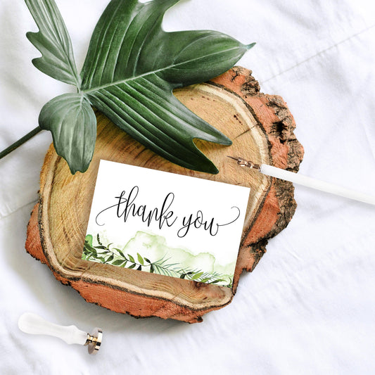 Simple Wedding Thank You Card, Instant Download, Thank you Cards, Printable Thank You, Wedding Cards, Greenery, Rustic - Melissa - SAVVY PAPER CO