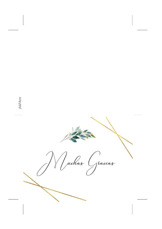 Spanish Geometric Wedding Thank You Card, Instant Download, Thank you Cards, Printable Thank You, Wedding Cards, Greenery, Gold - TARA - SAVVY PAPER CO