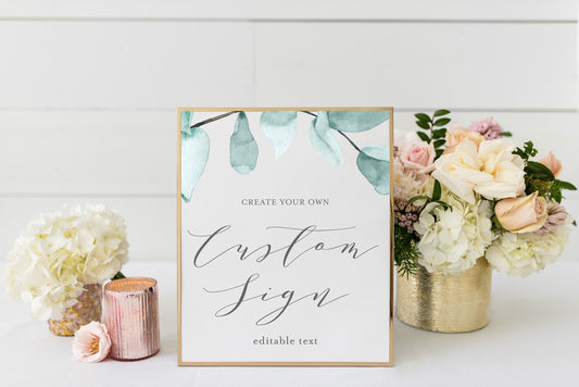 Unlimited Printable Custom Sign Gold Editable Template Instant Download 5x7 and 8x10 Greenery -Abi - SAVVY PAPER CO