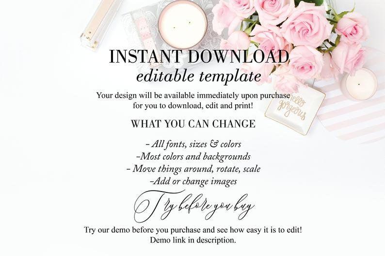 Wedding Invitation Template, Tropical Wedding Invites, Instant Download - MONICA - SAVVY PAPER CO