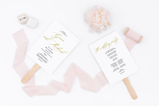 Wedding Program Fan Template Printable Ceremony Programs Editable Template Instant download - Grace - SAVVY PAPER CO