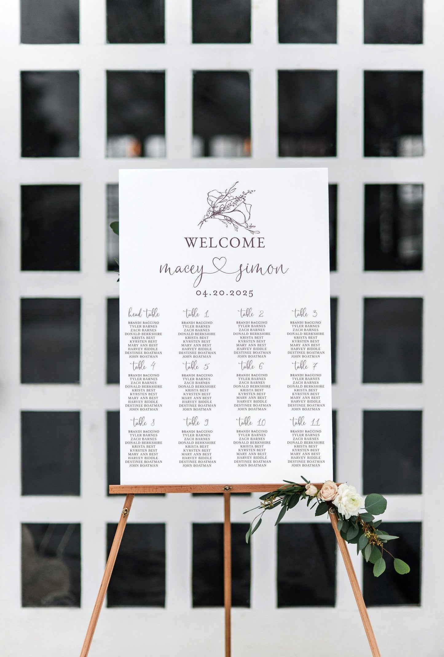 Wedding Seating Chart Template, Printable Floral Seating Sign, Editable Text INSTANT DOWNLOAD -Macey - SAVVY PAPER CO