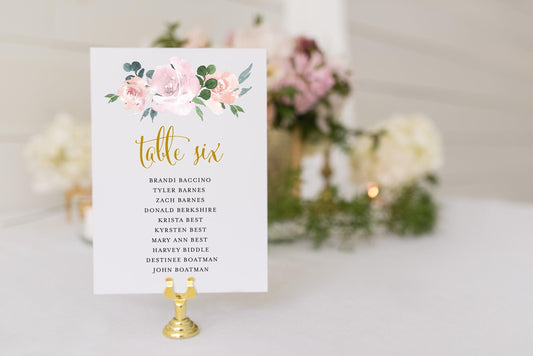 Wedding Seating Chart Template Printable Floral Seating Sign Seating Cards Editable Text INSTANT DOWNLOAD Blush Dusty Blue - Rhea - SAVVY PAPER CO