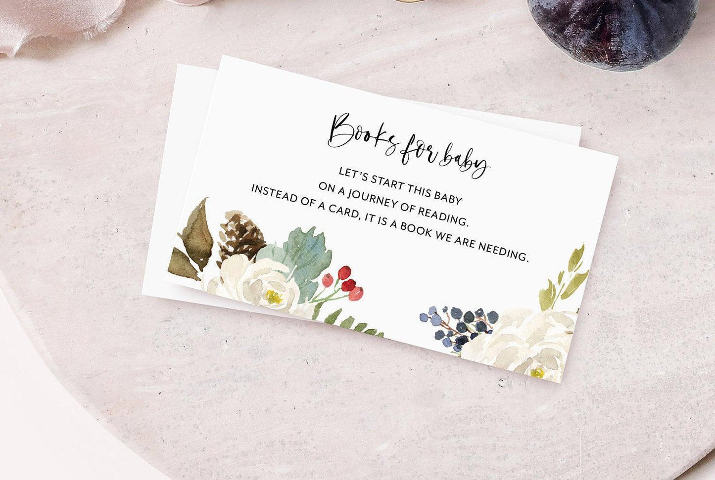 Winter Books for baby INSTANT DOWNLOAD Editable Printable Template Christmas Floral Watercolor Instead of a card #CC1 - SAVVY PAPER CO
