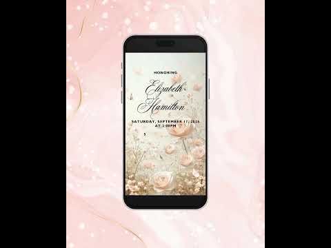 Invito video per baby shower a tema elefante con mongolfiera, invito animato per bambina, invito per festa modificabile, modello di invito digitale da scaricare