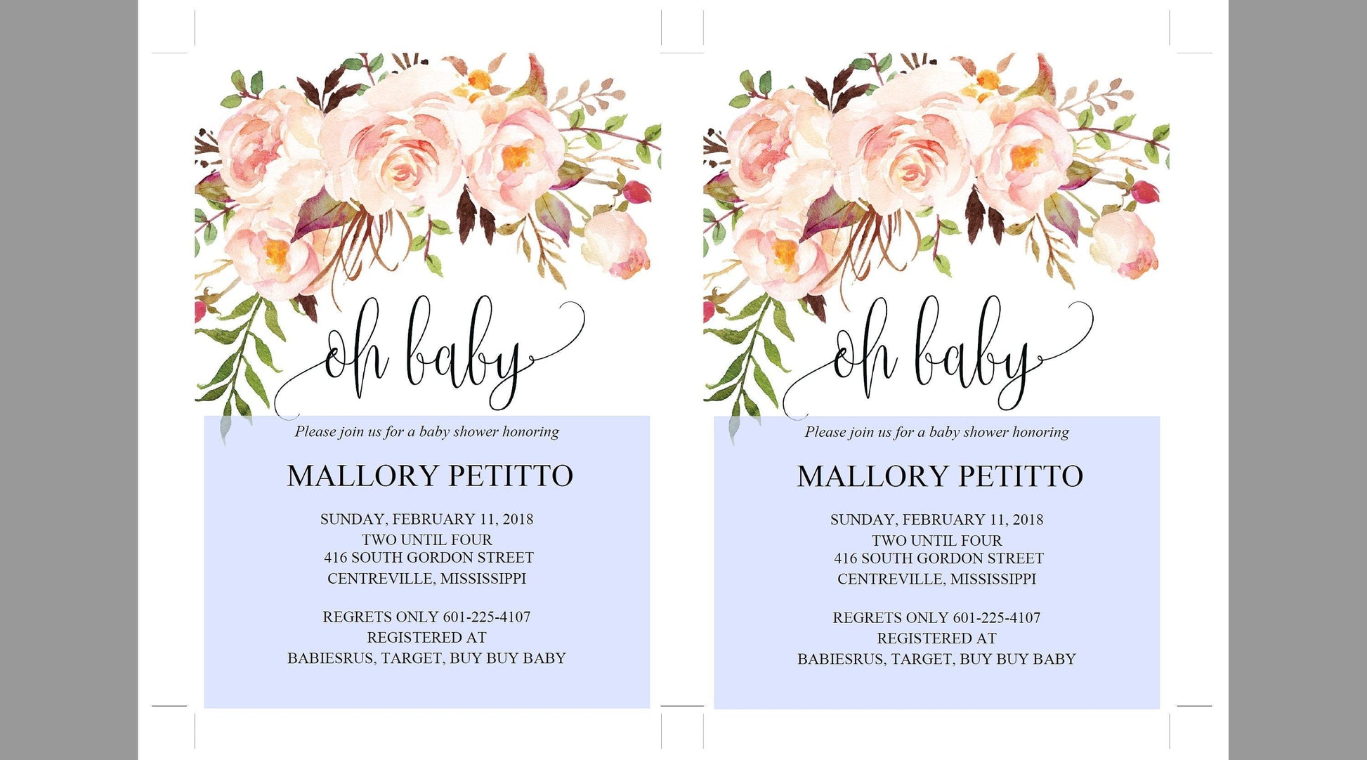 Baby Shower Invitation Template, Oh Baby, Baby Shower invite, Baby Shower Invites, Instant Download - MPU78 - SAVVY PAPER CO