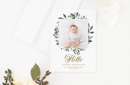 Birth Announcement Template, Instant Download, Editable Unisex Announcement Cards, Newborn Announcements - SELENA - SAVVY PAPER CO