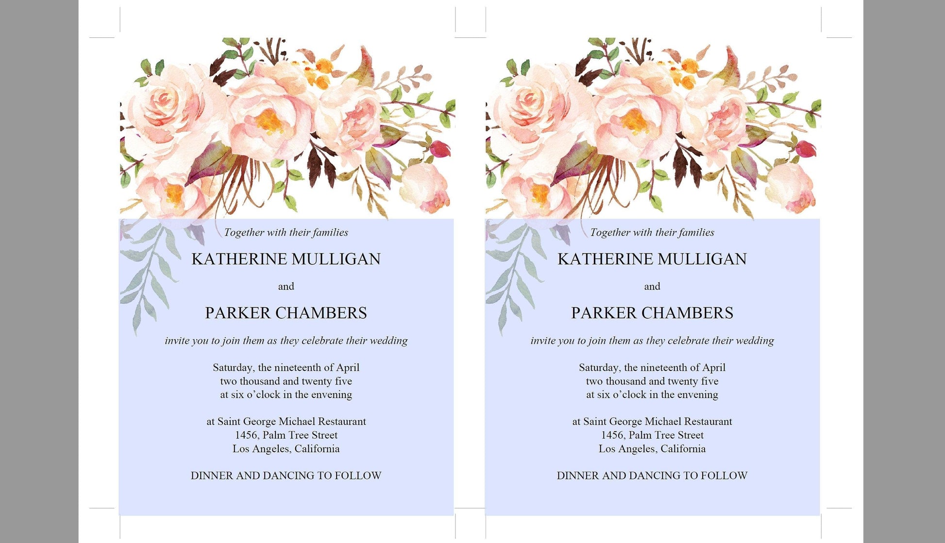 Blush Wedding Invitation Editable Template, Printable DIY Instant Download Invites, Digital Download Invitations- Katherine - SAVVY PAPER CO