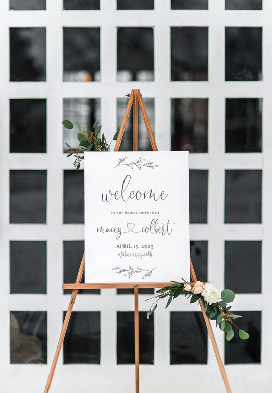 Bridal Shower Welcome Sign Printable Template Editable Instant Download Wedding Décor Heart - Macey - SAVVY PAPER CO