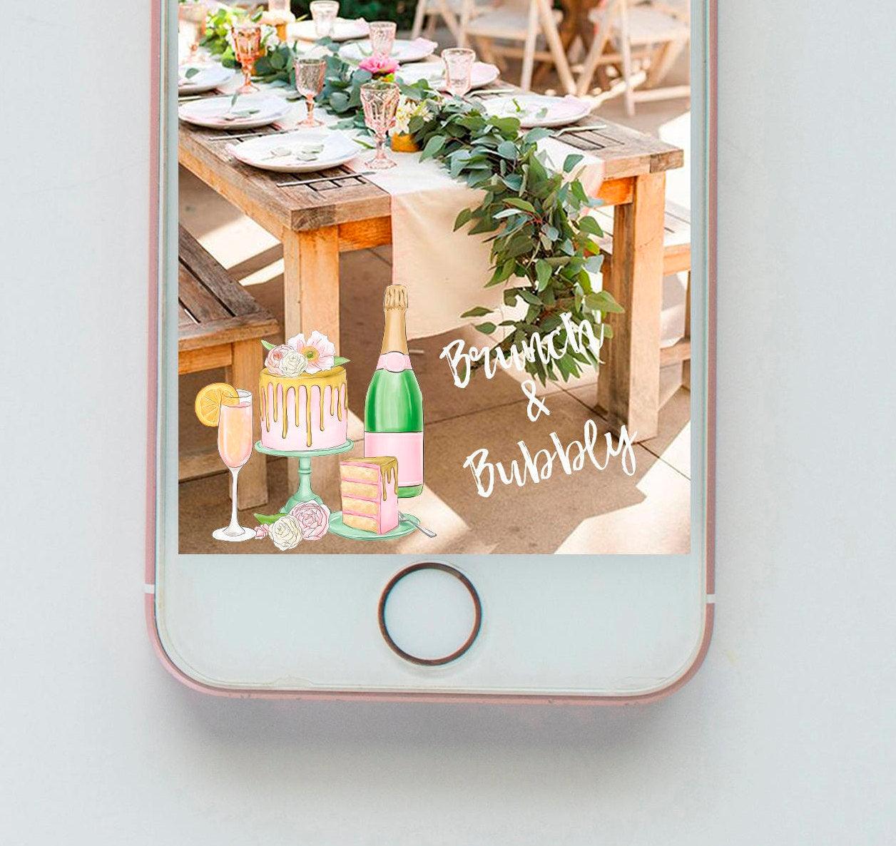 Brunch and Bubbly Snapchat Filter, Bachelorette Party Snapchat Geofilter, Bridal Shower, Filter, Brunch, Snapchat, Custom, Wedding - SAVVY PAPER CO