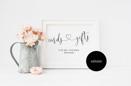 Cards and Gifts Sign Template,Wedding Sign,Reception Sign,Wedding Printable,Wedding Decor,Gift Table Sign, Rustic, Instant Download -Heather - SAVVY PAPER CO
