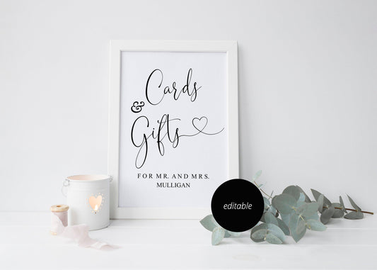 Cards and Gifts Sign Template,Wedding Sign,Reception Sign,Wedding Printable,Wedding Decor,Gift Table Sign, Rustic, Instant Download -Heather - SAVVY PAPER CO