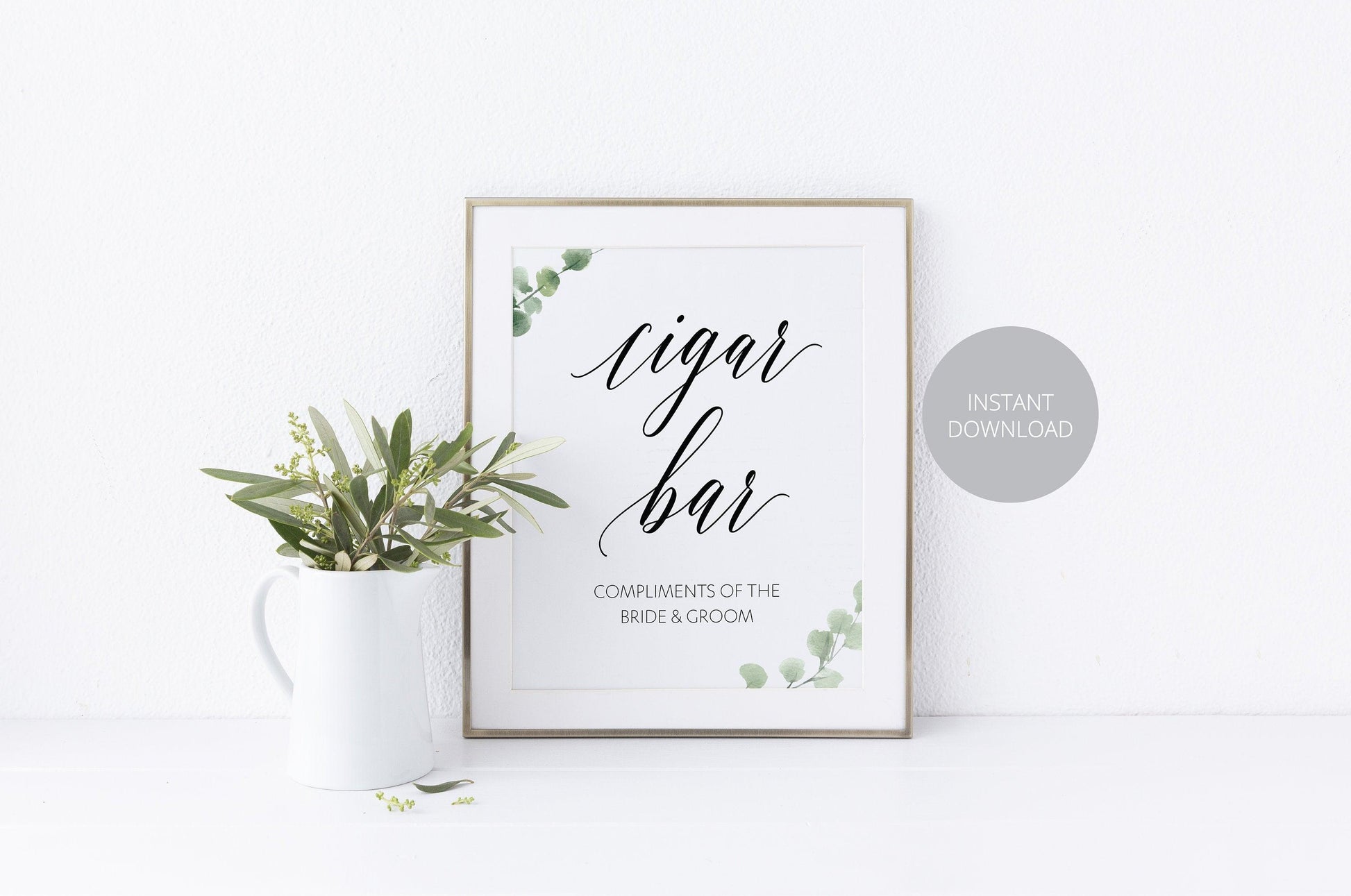 Cigar Bar Sign, Printable Wedding sign, Instant Download, Wedding Signage, Reception Sign - SAVVY PAPER CO