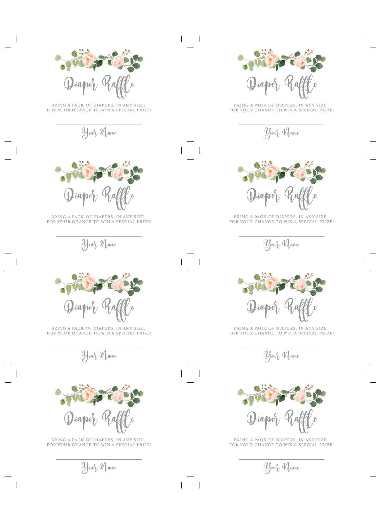 Diaper Raffle Ticket Printable,Diaper Raffle Insert, Diaper Raffle Game, Gender Neutral Baby Shower Raffle Cards #WB2 - SAVVY PAPER CO