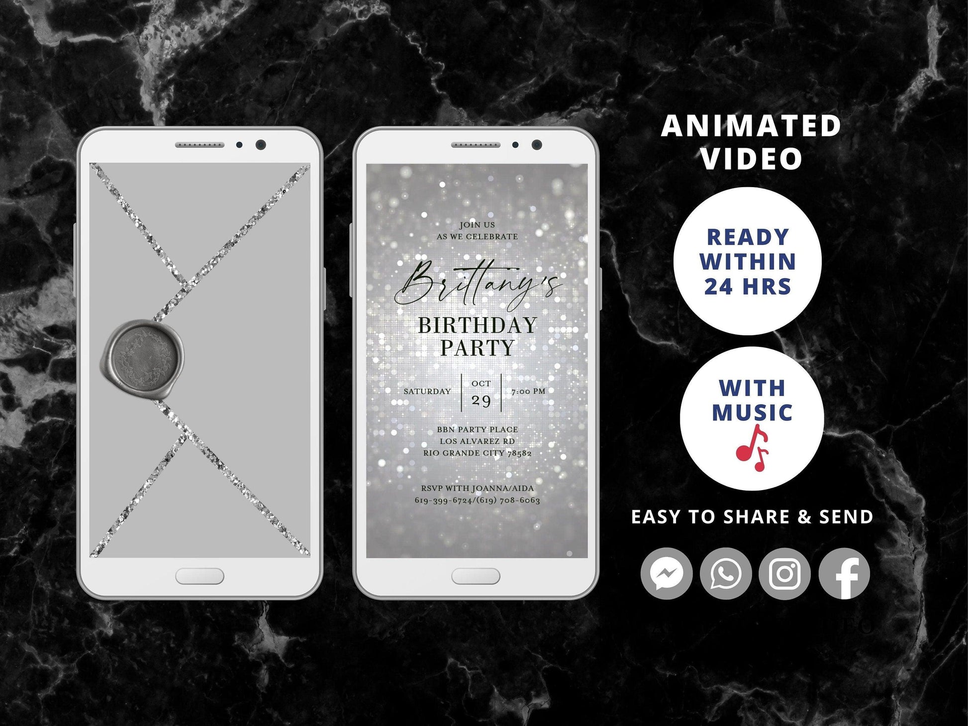 Digital Birthday Invitations, Editable Any Age Invite, Adult Video Invitation, 30th 40th 50th Birthday Invite, personalized evite - SAVVY PAPER CO