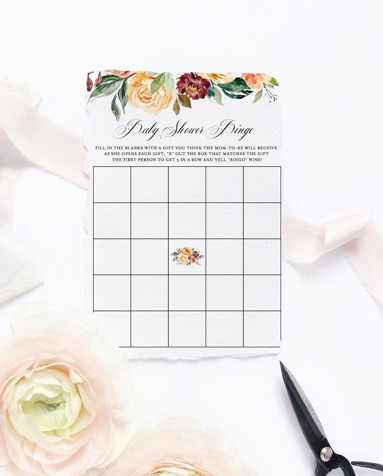 Fall Baby Bingo Game Baby Shower Game Printable Bingo Game #KR1 - SAVVY PAPER CO