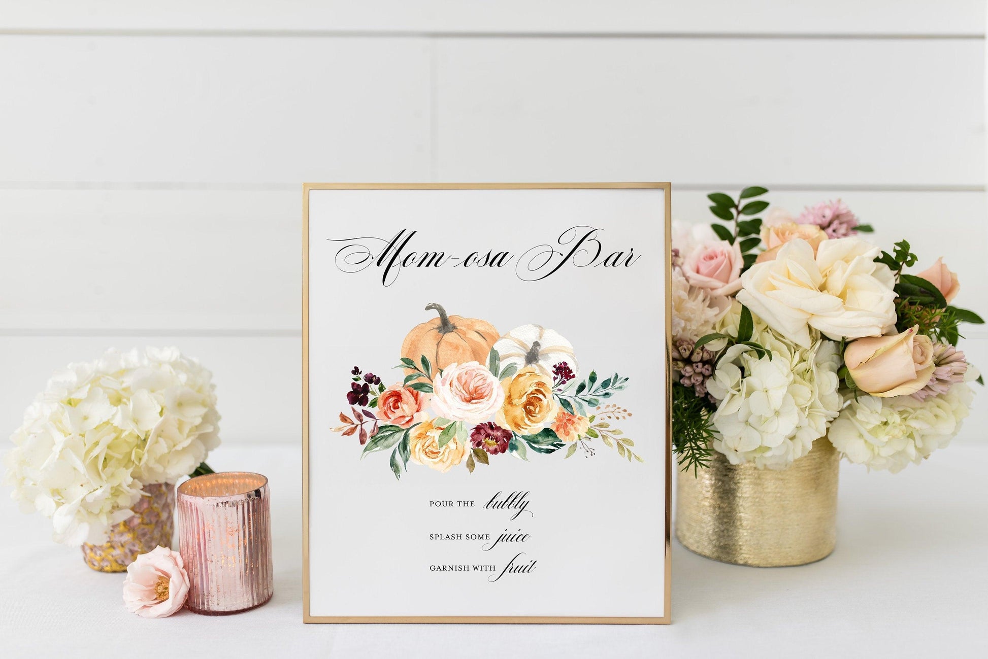 Fall Mom-osa Bar Sign Sign INSTANT DOWNLOAD Editable Printable Template Pumpkin Momosa Bar 8x10 Baby Shower Decor Mimosa Bar Sign #KR1 - SAVVY PAPER CO