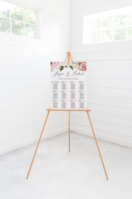 Floral Wedding Seating Chart Template Printable Seating Sign Editable Text INSTANT DOWNLOAD - Harper - SAVVY PAPER CO